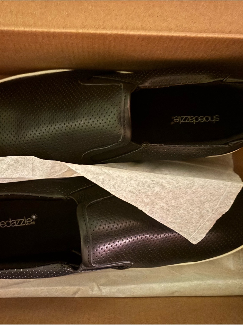 Slip-On Perforated Leather Sneakers - Black